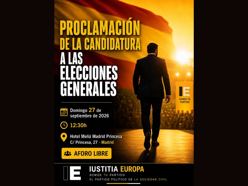 PROCLAMACIÓN CANDIDATURA IUSTITIA EUROPA A LAS ELECCIONES GENERALES